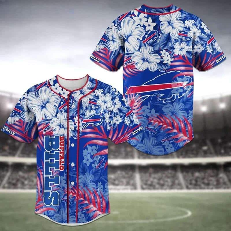 NFL Buffalo Bills Baseball Jersey Hibiscus Flower Pattern TrendingShirtStore