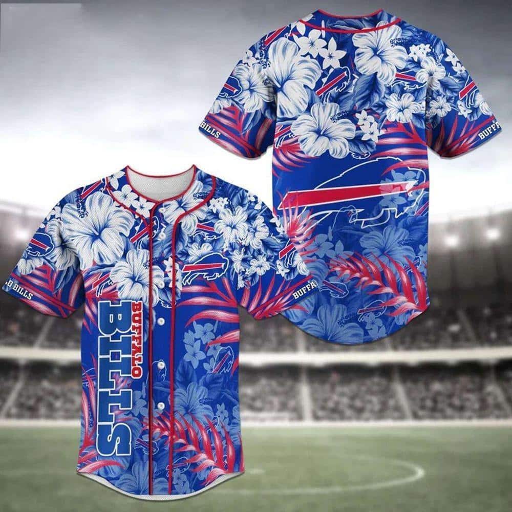 NFL Buffalo Bills Baseball Jersey Hibiscus Flower Pattern Gift For Him NFL Buffalo Bills Baseball Jersey Hibiscus Flower Pattern Gift For Him