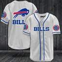 White NFL Buffalo Bills Baseball Jersey Sports Gift For Him