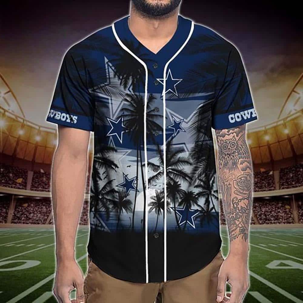 Vintage NFL Dallas Cowboys Baseball Jersey Tropical Pattern Vintage NFL Dallas Cowboys Baseball Jersey Tropical Pattern