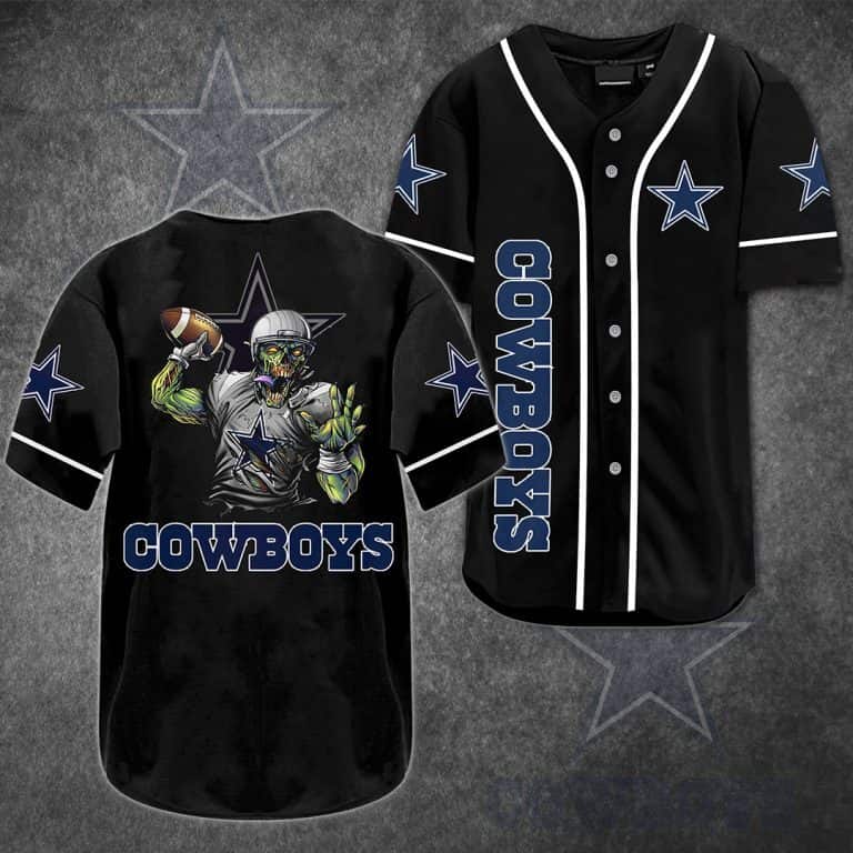 Skull With NFL Dallas Cowboys Baseball Jersey Skull With NFL Dallas Cowboys Baseball Jersey
