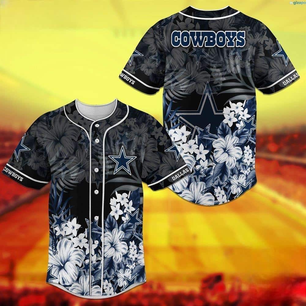 NFL Dallas Cowboys Baseball Jersey Hibiscus Flower Pattern NFL Dallas Cowboys Baseball Jersey Hibiscus Flower Pattern