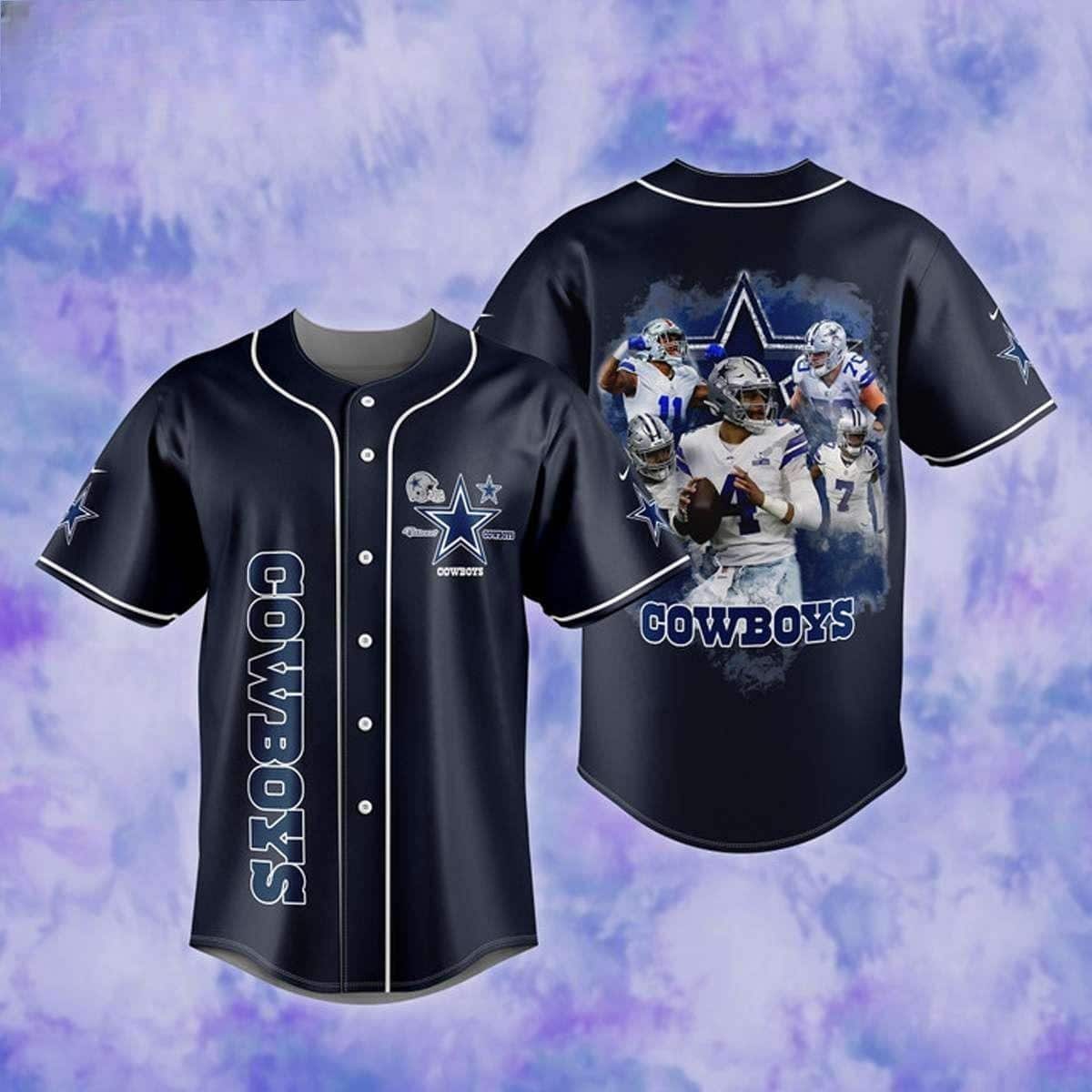 NFL Dallas Cowboys Baseball Jersey Sports Gift For Dad NFL Dallas Cowboys Baseball Jersey Sports Gift For Dad
