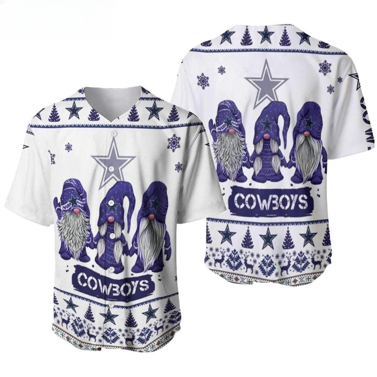 Christmas Gnomes NFL Dallas Cowboys Baseball Jersey