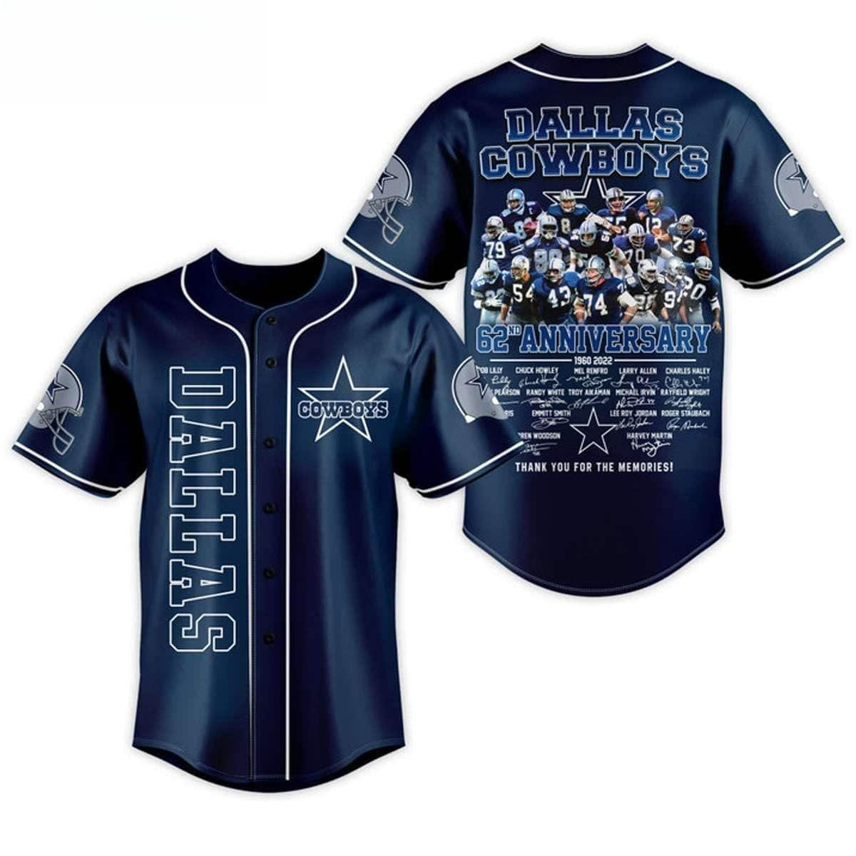 NFL Dallas Cowboys Baseball Jersey 62nd Anniversary