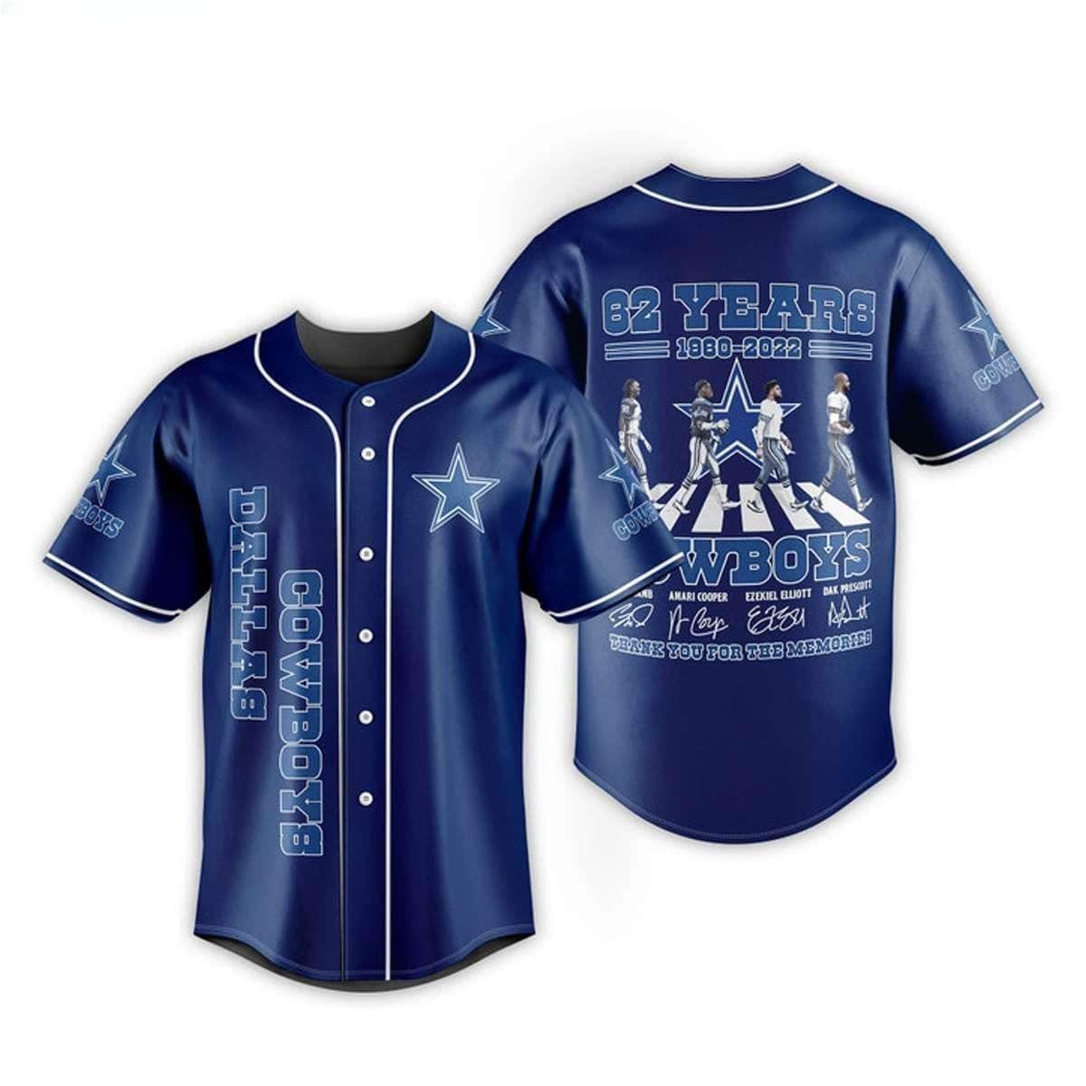 NFL Dallas Cowboys Baseball Jersey 62 Years 1980-2020 Thank You For The Memories NFL Dallas Cowboys Baseball Jersey 62 Years 1980-2020 Thank You For The Memories