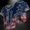 NFL Dallas Cowboys Baseball Jersey American Flag Pattern NFL Dallas Cowboys Baseball Jersey American Flag Pattern