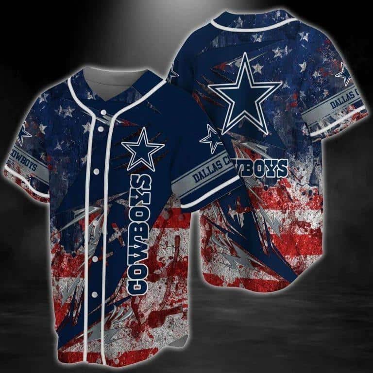 NFL Dallas Cowboys Baseball Jersey American Flag Pattern NFL Dallas Cowboys Baseball Jersey American Flag Pattern