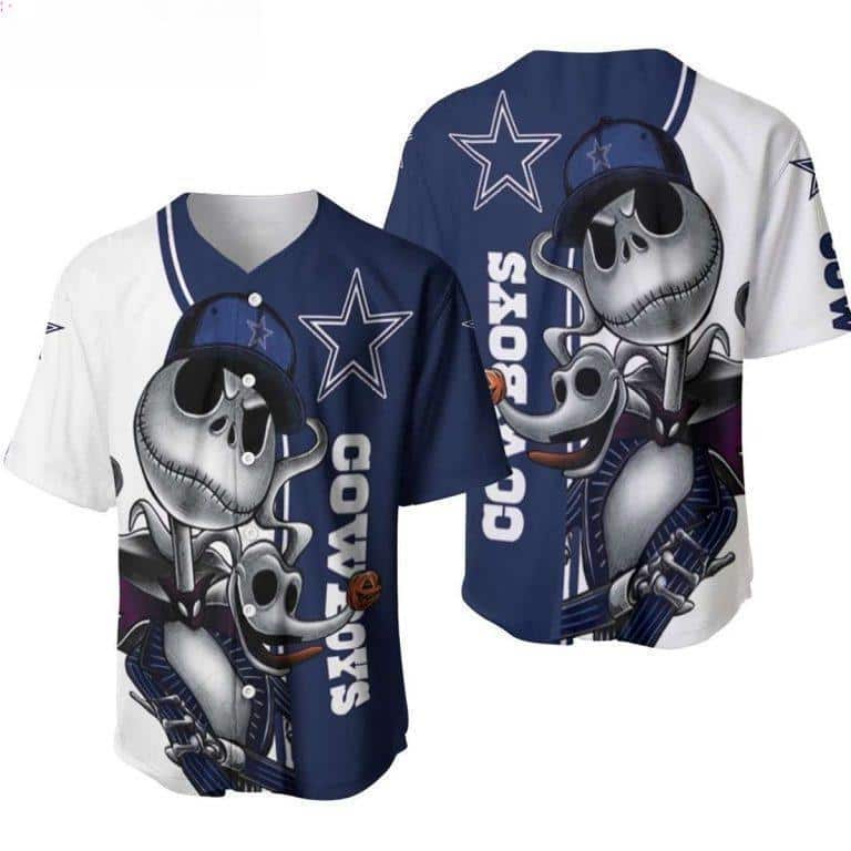 Jack Skellington And Zero NFL Dallas Cowboys Baseball Jersey Jack Skellington And Zero NFL Dallas Cowboys Baseball Jersey