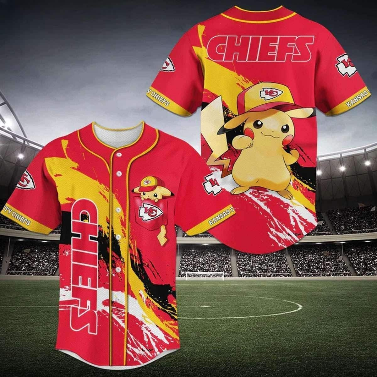 Pikachu NFL Kansas City Chiefs Baseball Jersey