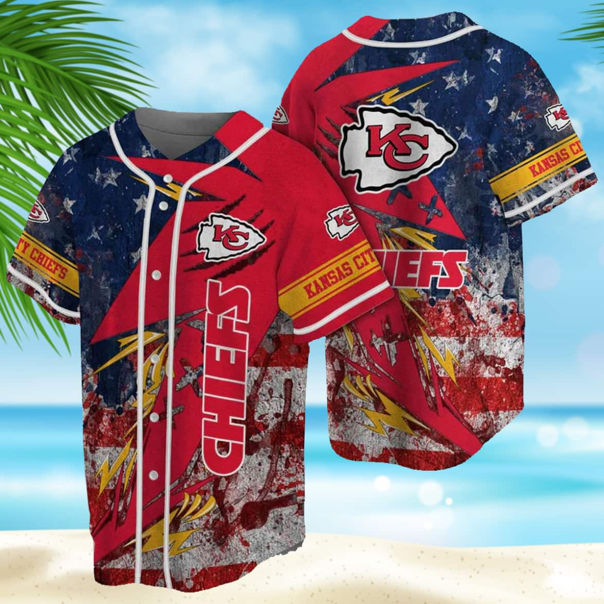 NFL Kansas City Chiefs Baseball Jersey American Flag Pattern