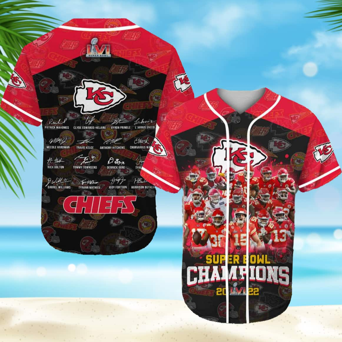 NFL Kansas City Chiefs Baseball Jersey Super Bowl Champions