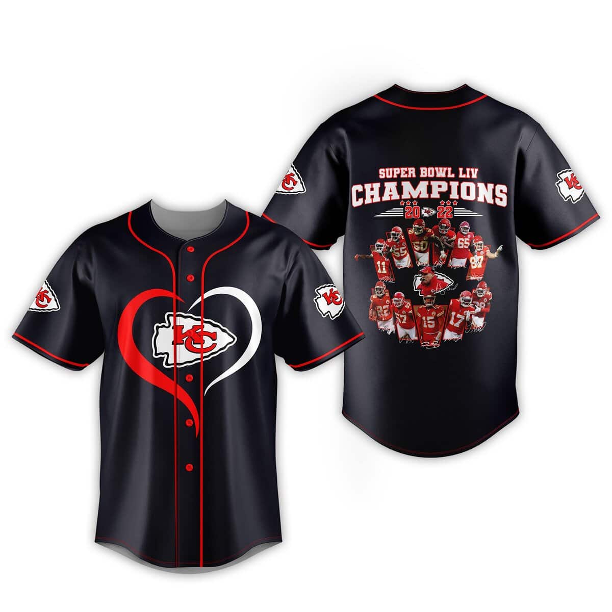 Super Bowl LIV Champions NFL Kansas City Chiefs Baseball Jersey Super Bowl LIV Champions NFL Kansas City Chiefs Baseball Jersey