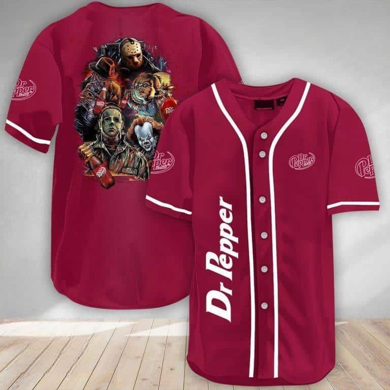 Dr Pepper Beer Baseball Jersey Michael Myers IT Jason Voorhees Freddy Krueger Chucky