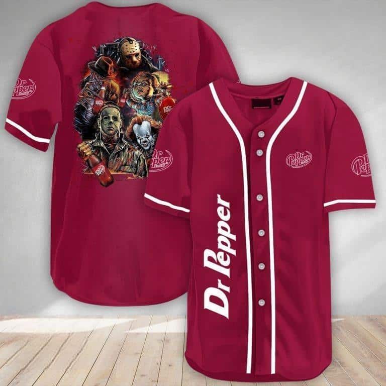 Dr Pepper Beer Baseball Jersey Michael Myers IT Jason Voorhees Freddy Krueger Chucky Dr Pepper Beer Baseball Jersey Michael Myers IT Jason Voorhees Freddy Krueger Chucky