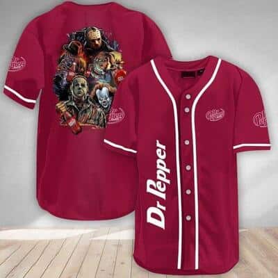 Dr Pepper Beer Baseball Jersey Michael Myers IT Jason Voorhees Freddy Krueger Chucky