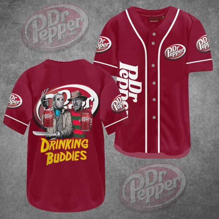 Dr Pepper Beer Baseball Jersey Jason Voorhees And Freddy Krueger Drinking Buddies Dr Pepper Beer Baseball Jersey Jason Voorhees And Freddy Krueger Drinking Buddies
