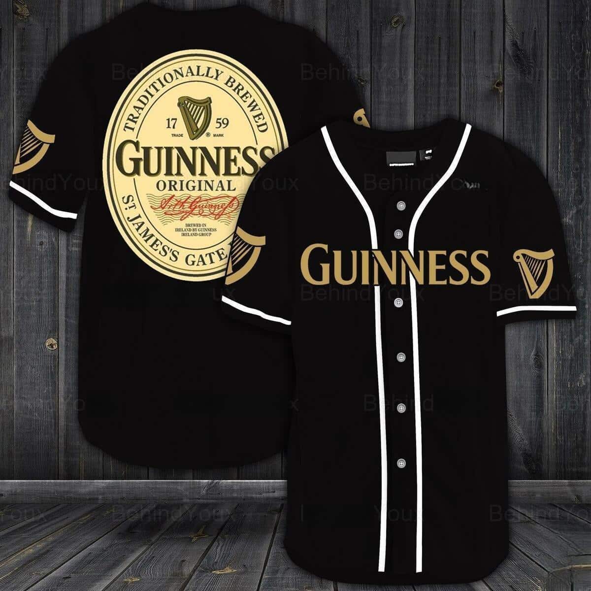 Black Guinness Beer Baseball Jersey Sports Gift For Dad