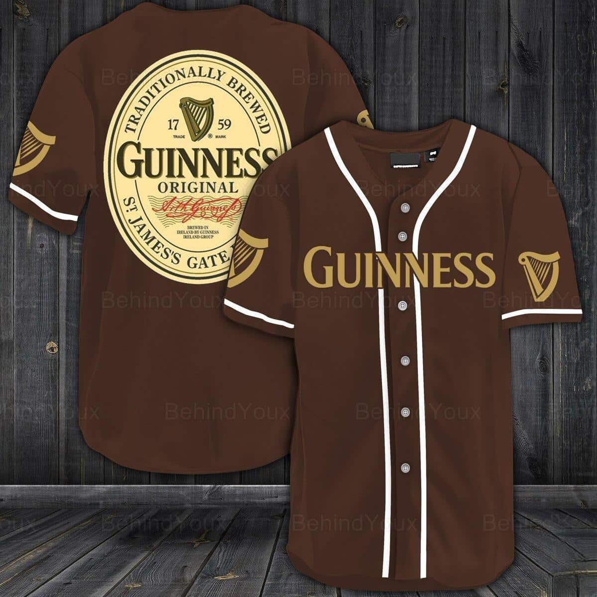 Brown Guinness Beer Baseball Jersey Gift For Sporty Husband Brown Guinness Beer Baseball Jersey Gift For Sporty Husband