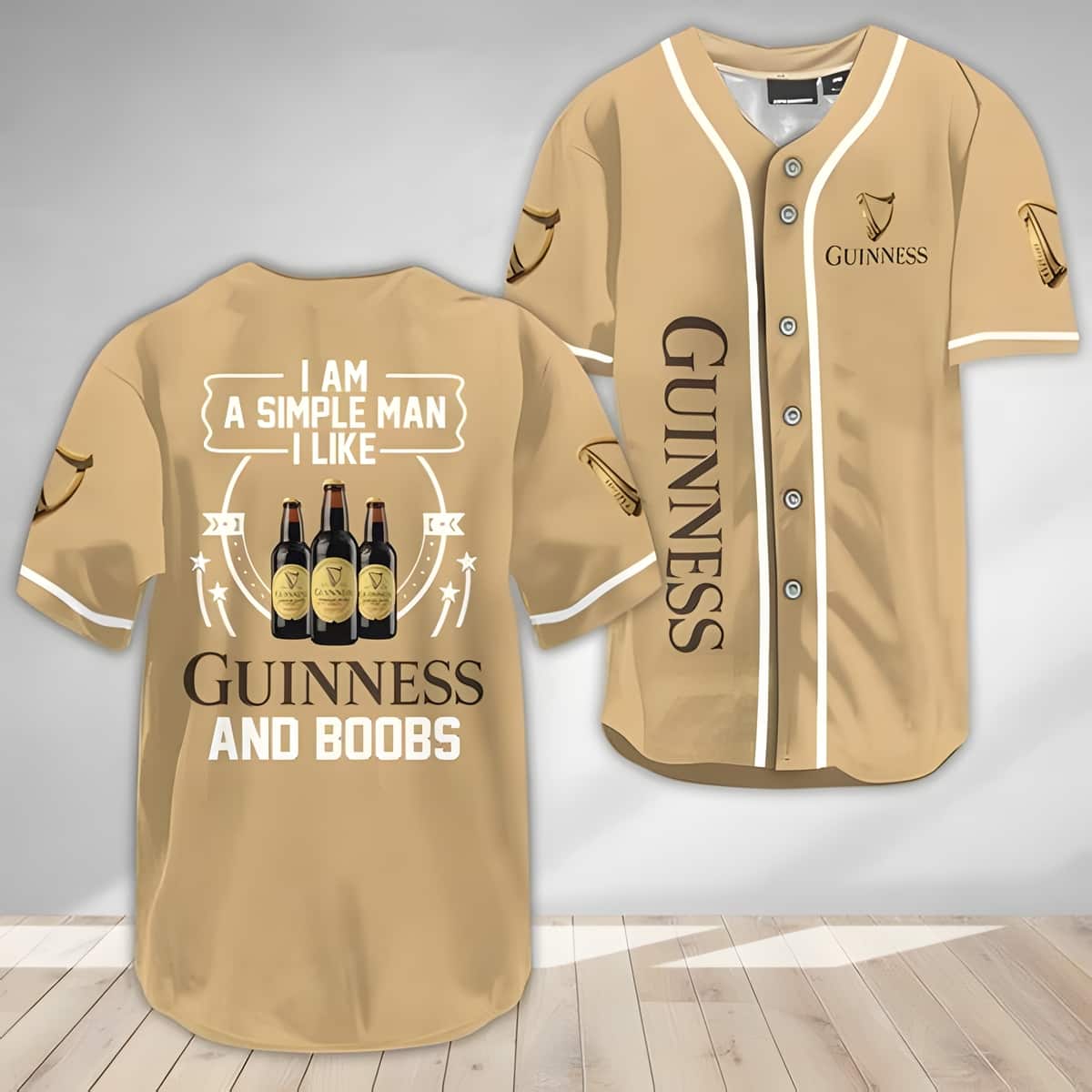 I Am A Simple Man I Like Boobs And Guinness Baseball Jersey