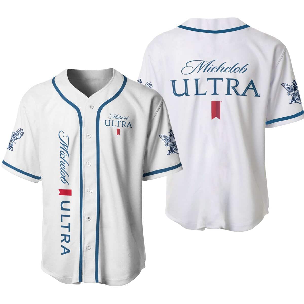White Michelob ULTRA Beer Baseball Jersey Sports Gift For Dad White Michelob ULTRA Beer Baseball Jersey Sports Gift For Dad
