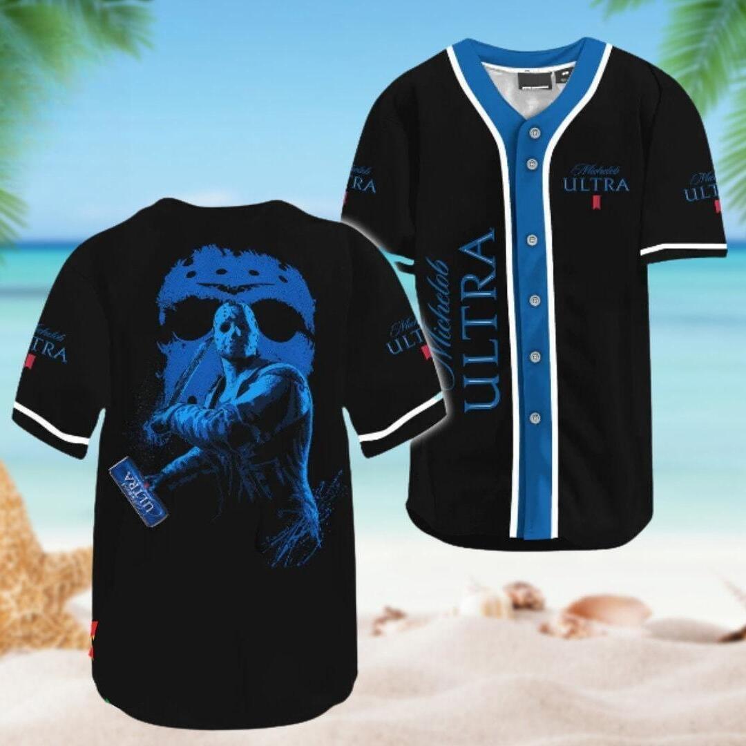 Michelob ULTRA Baseball Jersey Jason Voorhees Friday The 13th Michelob ULTRA Baseball Jersey Jason Voorhees Friday The 13th