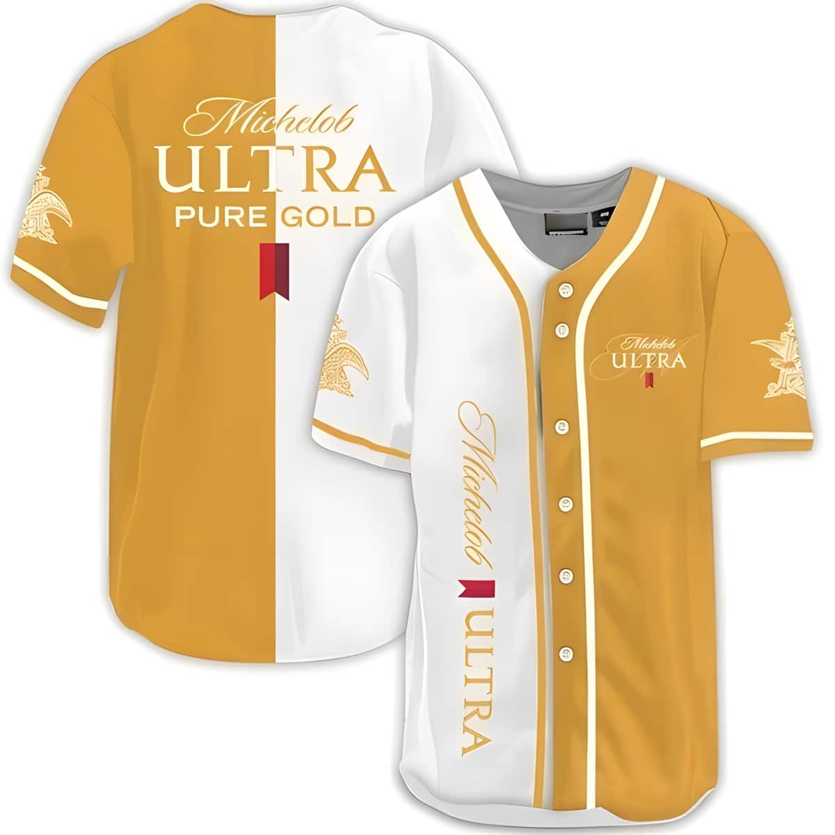 Multicolor Pure Gold Michelob ULTRA Beer Baseball Jersey Multicolor Pure Gold Michelob ULTRA Beer Baseball Jersey