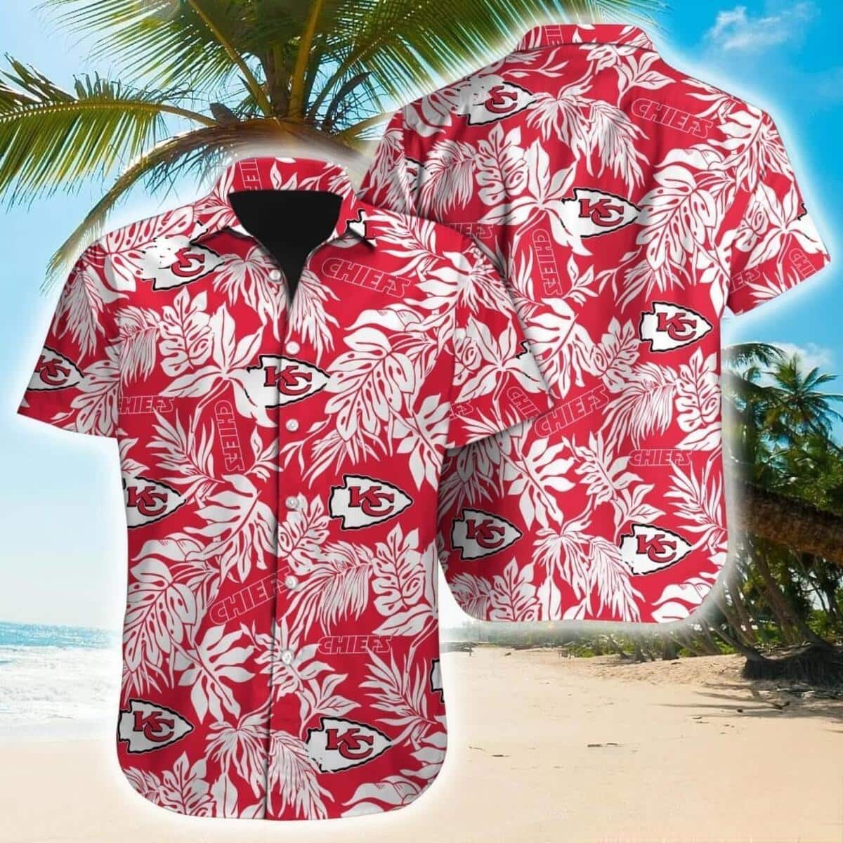Aloha NFL Kansas City Chiefs Hawaiian Shirt Tropical Leaves Aloha NFL Kansas City Chiefs Hawaiian Shirt Tropical Leaves