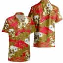 NFL Kansas City Chiefs Skull And Tropical Leaves Hawaiian Shirt NFL Kansas City Chiefs Skull And Tropical Leaves Hawaiian Shirt