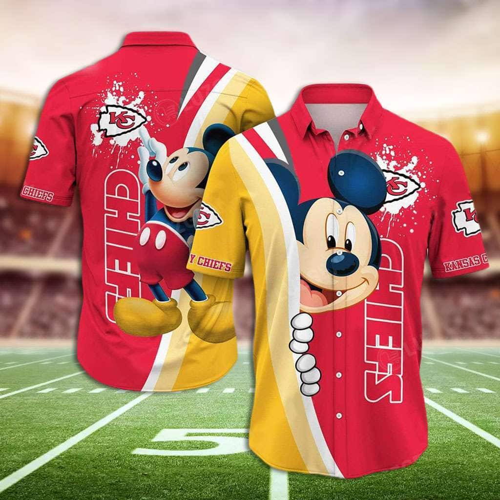 Red Aloha Mickey Mouse Disney NFL Kansas City Chiefs Hawaiian Shirt