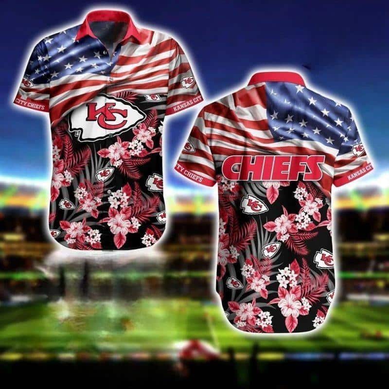 NFL Kansas City Chiefs Hawaiian Shirt American Flag NFL Kansas City Chiefs Hawaiian Shirt American Flag