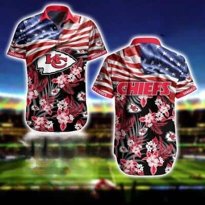 NFL Kansas City Chiefs Hawaiian Shirt American Flag NFL Kansas City Chiefs Hawaiian Shirt American Flag