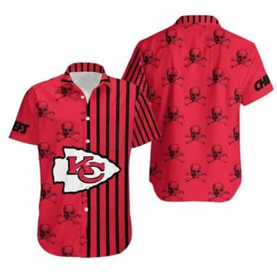 Aloha NFL Kansas City Chiefs Hawaiian Shirt Stripes And Skull Pattern Aloha NFL Kansas City Chiefs Hawaiian Shirt Stripes And Skull Pattern