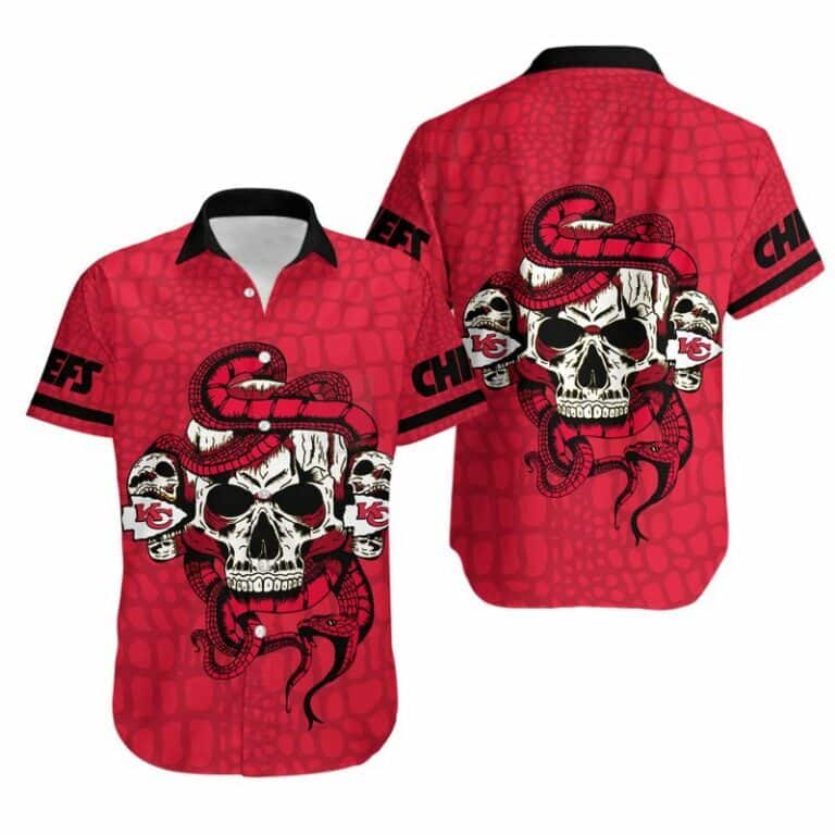 NFL Kansas City Chiefs Snake And Skull Hawaiian Shirt NFL Kansas City Chiefs Snake And Skull Hawaiian Shirt