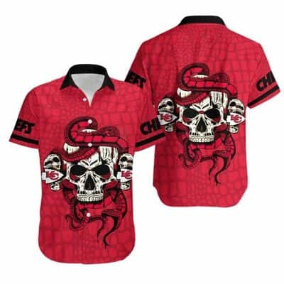 NFL Kansas City Chiefs Snake And Skull Hawaiian Shirt NFL Kansas City Chiefs Snake And Skull Hawaiian Shirt