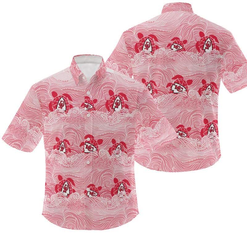NFL Kansas City Chiefs Hawaiian Shirt Turtle Pattern Best Beach Gift NFL Kansas City Chiefs Hawaiian Shirt Turtle Pattern Best Beach Gift