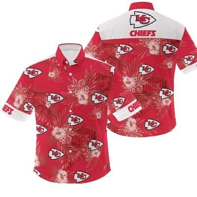 NFL Kansas City Chiefs Hawaiian Shirt Hibiscus Flower Pattern Beach Gift NFL Kansas City Chiefs Hawaiian Shirt Hibiscus Flower Pattern Beach Gift