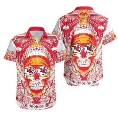 Skull With NFL Kansas City Chiefs Hawaiian Shirt Summer Gift For Friend Skull With NFL Kansas City Chiefs Hawaiian Shirt Summer Gift For Friend