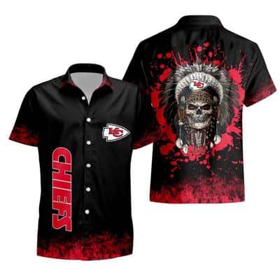 Black Aloha Skull With NFL Kansas City Chiefs Hawaiian Shirt Gift For Beach Lovers Black Aloha Skull With NFL Kansas City Chiefs Hawaiian Shirt Gift For Beach Lovers
