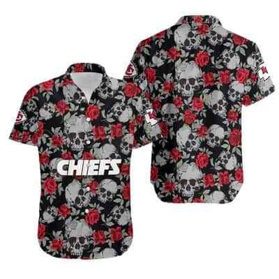 Black Aloha NFL Kansas City Chiefs Hawaiian Shirt Roses And Skull Black Aloha NFL Kansas City Chiefs Hawaiian Shirt Roses And Skull