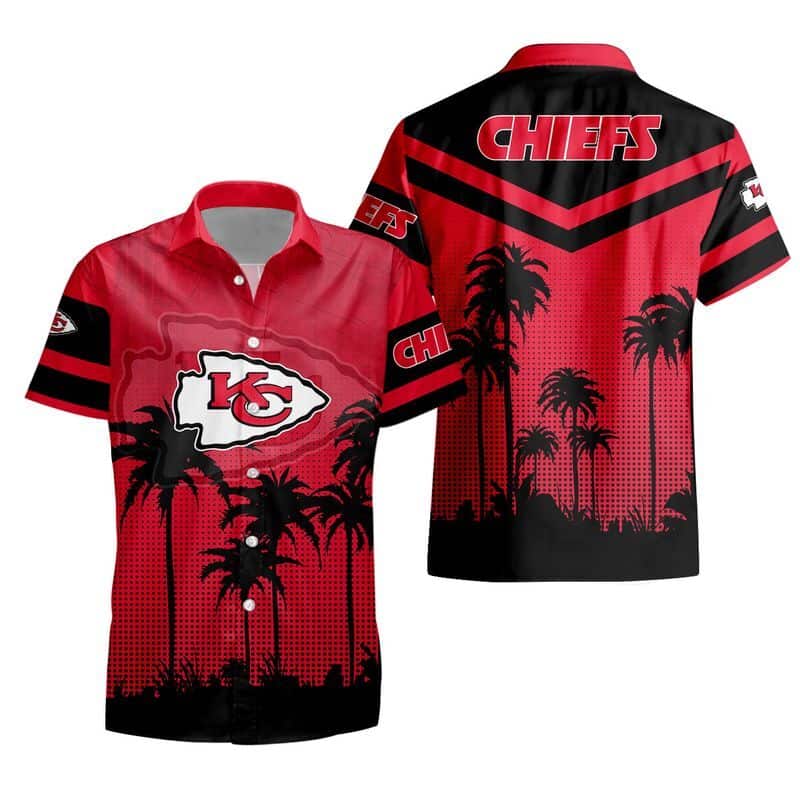 Vintage NFL Kansas City Chiefs Hawaiian Shirt Palm Tree Pattern Vintage NFL Kansas City Chiefs Hawaiian Shirt Palm Tree Pattern