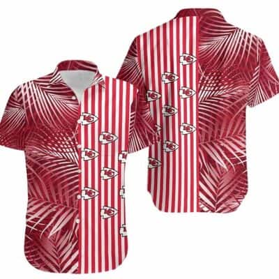 Aloha NFL Kansas City Chiefs Hawaiian Shirt Palm Leaves and Stripes Pattern Aloha NFL Kansas City Chiefs Hawaiian Shirt Palm Leaves and Stripes Pattern