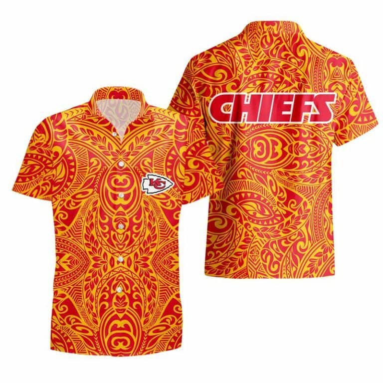 NFL Kansas City Chiefs Hawaiian Shirt Tribal Pattern Beach Lovers Gift NFL Kansas City Chiefs Hawaiian Shirt Tribal Pattern Beach Lovers Gift