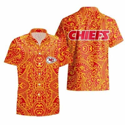 NFL Kansas City Chiefs Hawaiian Shirt Tribal Pattern Beach Lovers Gift NFL Kansas City Chiefs Hawaiian Shirt Tribal Pattern Beach Lovers Gift