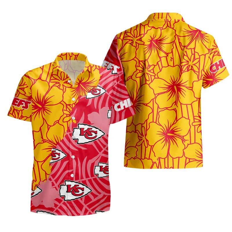 NFL Kansas City Chiefs Hawaiian Shirt Tropical Flowers Best Beach Gift NFL Kansas City Chiefs Hawaiian Shirt Tropical Flowers Best Beach Gift