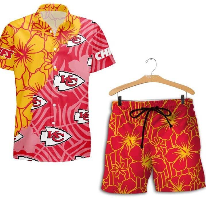 NFL Kansas City Chiefs Hawaiian Shirt Tropical Flowers Best Beach Gift NFL Kansas City Chiefs Hawaiian Shirt Tropical Flowers Best Beach Gift