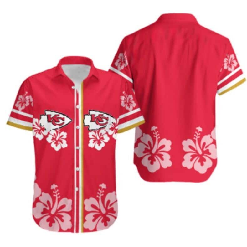 NFL Kansas City Chiefs Hawaiian Shirt Hibiscus Flower Pattern On Red Theme Aloha NFL Kansas City Chiefs Hawaiian Shirt Hibiscus Flower Pattern On Red Theme Aloha