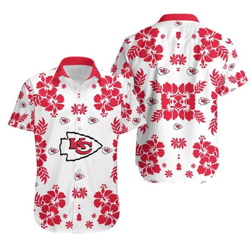 White Aloha NFL Kansas City Chiefs Hawaiian Shirt Hibiscus Flowers Pattern White Aloha NFL Kansas City Chiefs Hawaiian Shirt Hibiscus Flowers Pattern