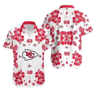 White Aloha NFL Kansas City Chiefs Hawaiian Shirt Hibiscus Flowers Pattern White Aloha NFL Kansas City Chiefs Hawaiian Shirt Hibiscus Flowers Pattern