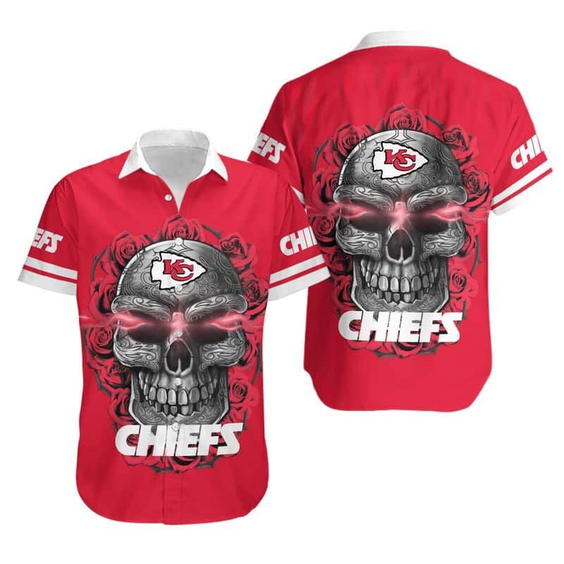 Horror Skull Rose NFL Kansas City Chiefs Hawaiian Shirt Horror Skull Rose NFL Kansas City Chiefs Hawaiian Shirt